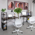 Computerbureau met 4-laags Boekenplank, 120 cm Metalen Frame, Rustiek Bruin & Zwart