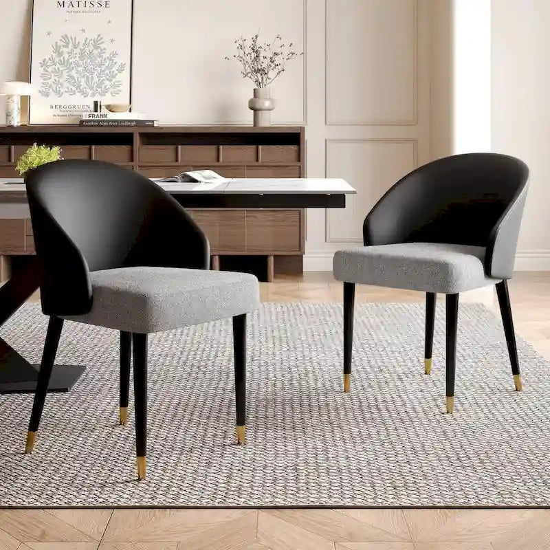 Eetkamerstoel met bekleding van imitatieleer en stof, set van 4