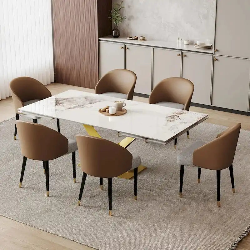 Eetkamerstoel met bekleding van imitatieleer en stof, set van 4