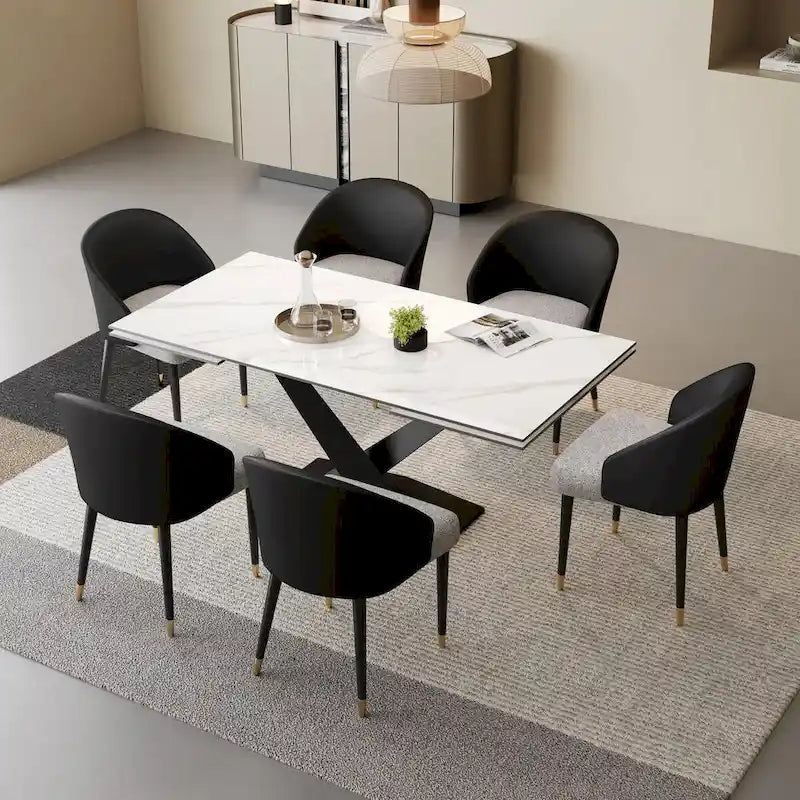Eetkamerstoel met bekleding van imitatieleer en stof, set van 4