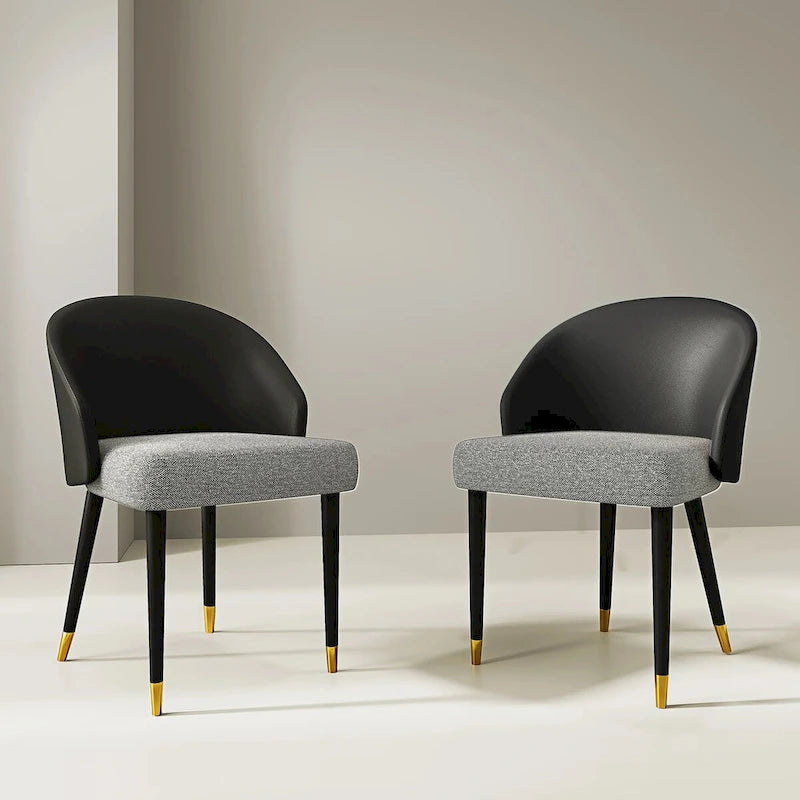 Eetkamerstoel met bekleding van imitatieleer en stof, set van 4