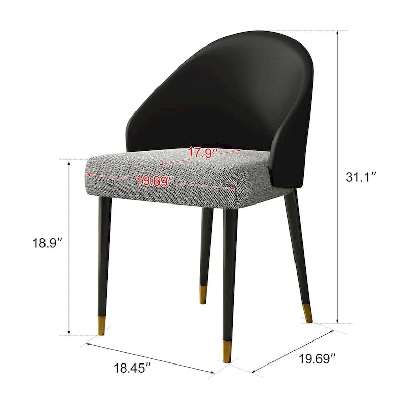 Eetkamerstoel met bekleding van imitatieleer en stof, set van 4