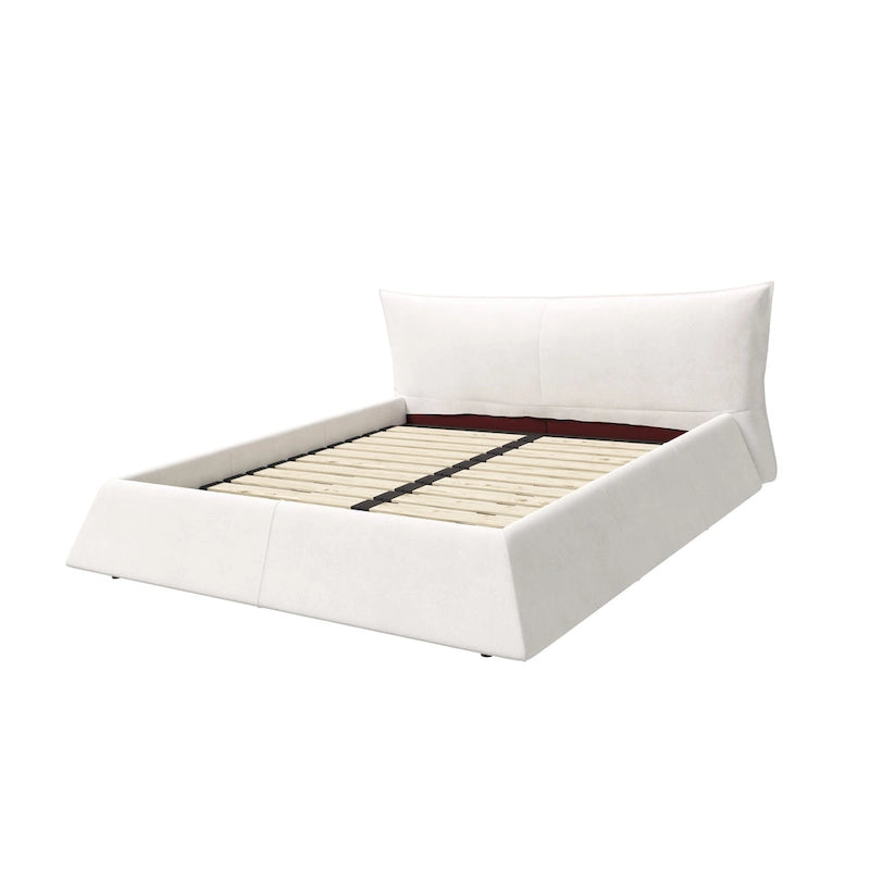 Kingsize gestoffeerd fluwelen platformbed met gestoffeerd hoofdbord