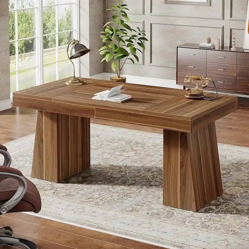 55-inch bureau met dubbele trapezoïde onderstellen