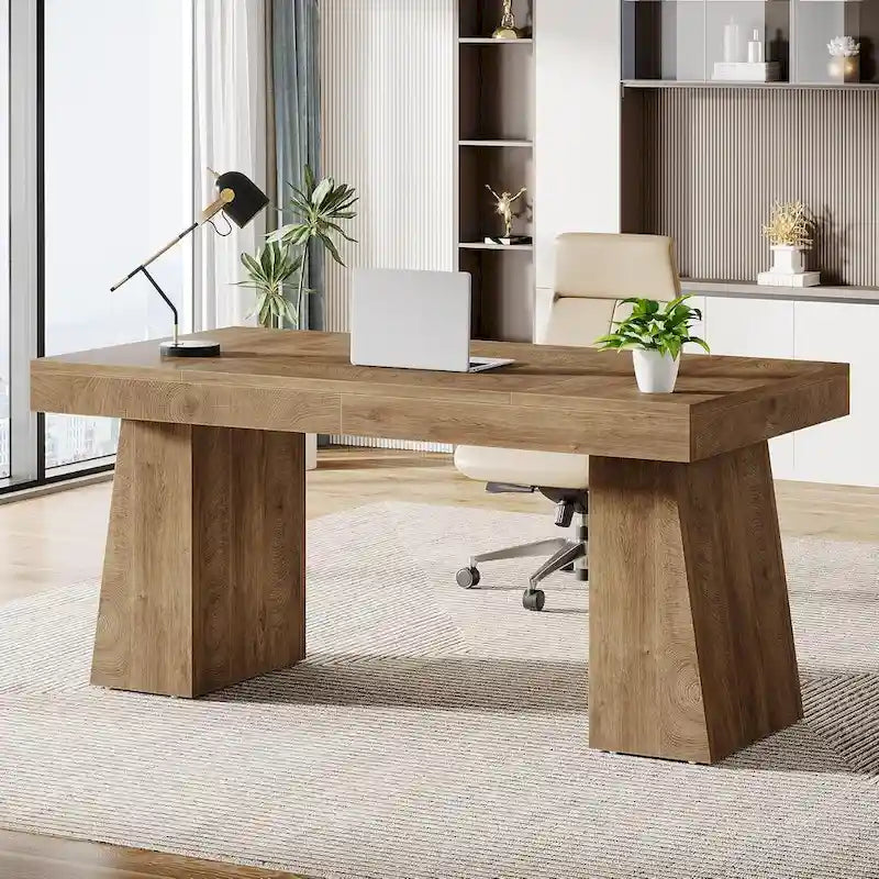 55-inch bureau met dubbele trapezoïde onderstellen