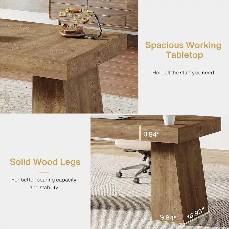 55-inch bureau met dubbele trapezoïde onderstellen