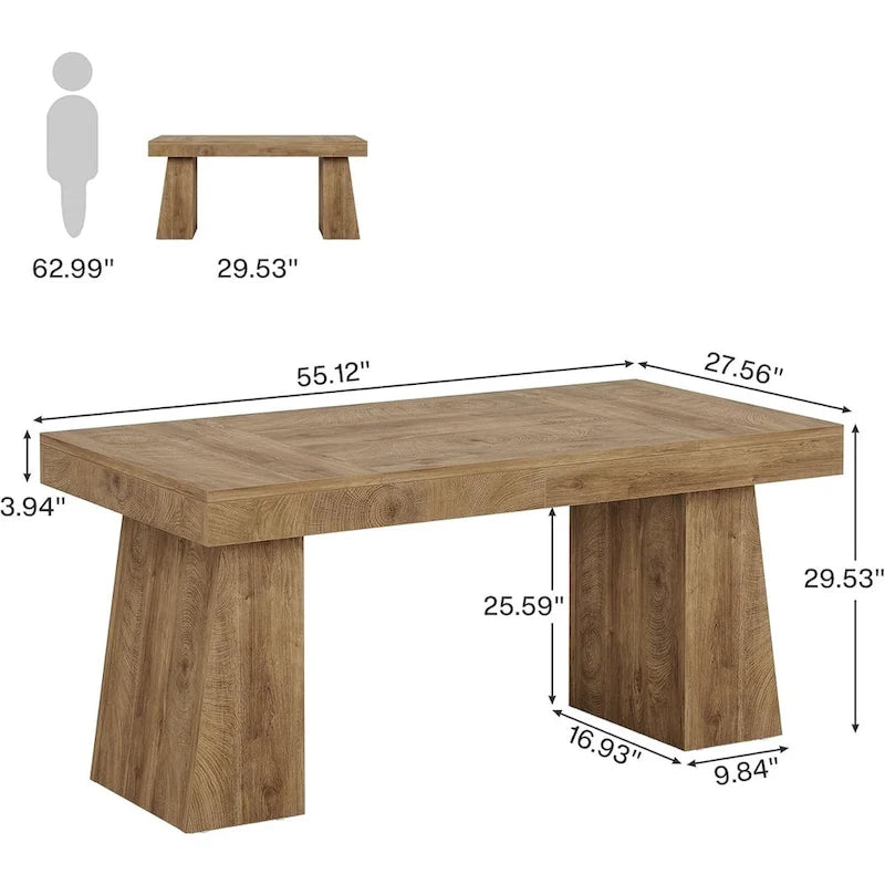 55-inch bureau met dubbele trapezoïde onderstellen