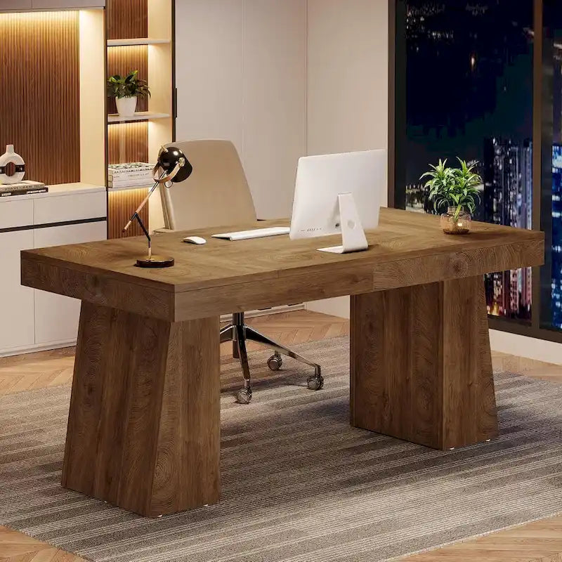 55-inch bureau met dubbele trapezoïde onderstellen