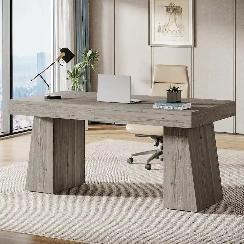 55-inch bureau met dubbele trapezoïde onderstellen