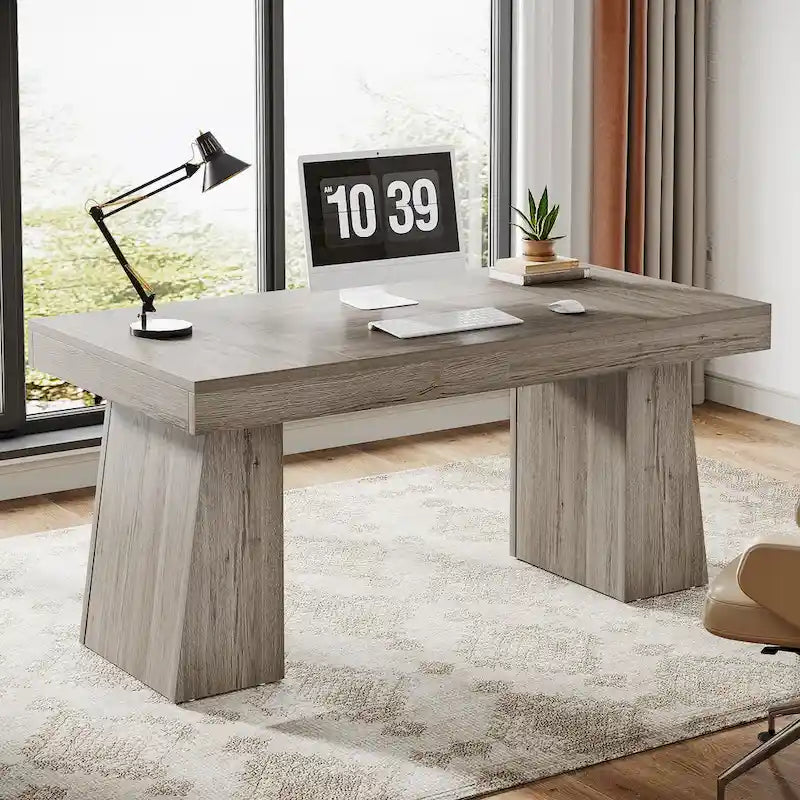 55-inch bureau met dubbele trapezoïde onderstellen