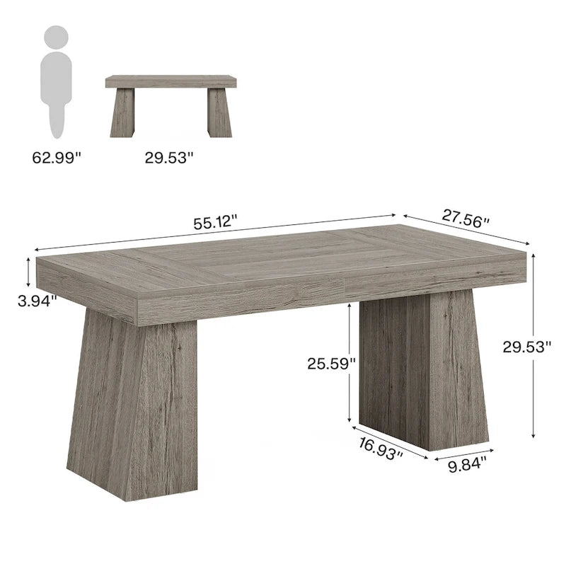 55-inch bureau met dubbele trapezoïde onderstellen