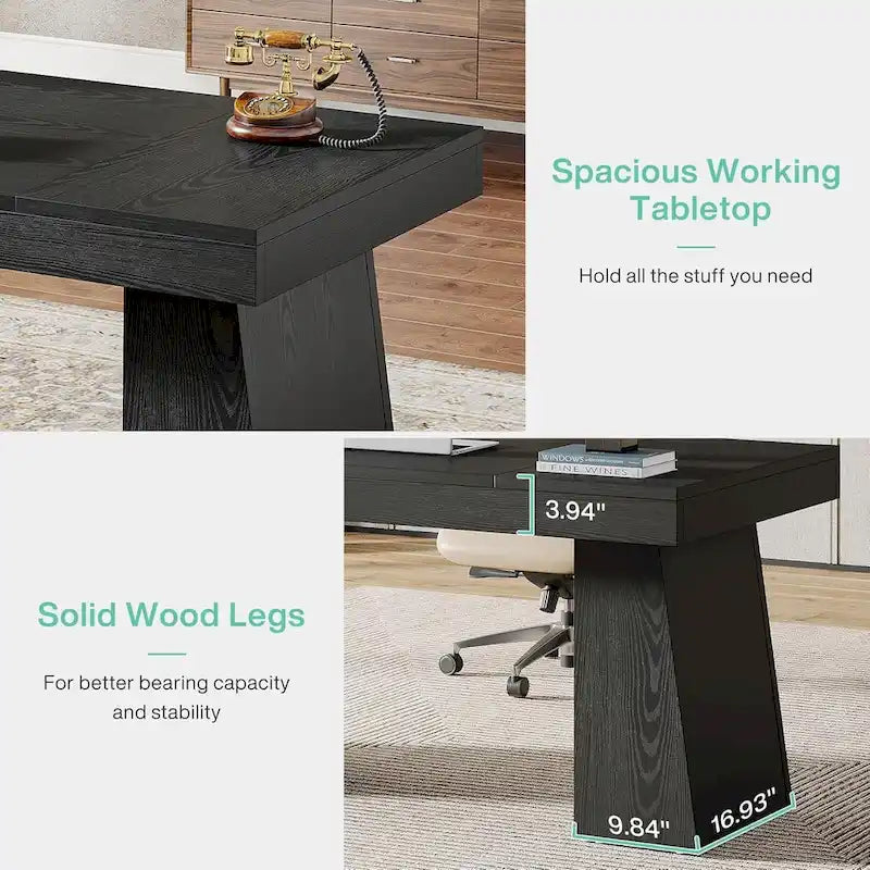 55-inch bureau met dubbele trapezoïde onderstellen