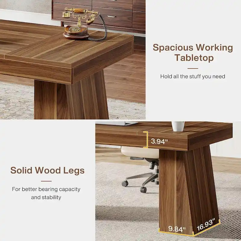 55-inch bureau met dubbele trapezoïde onderstellen