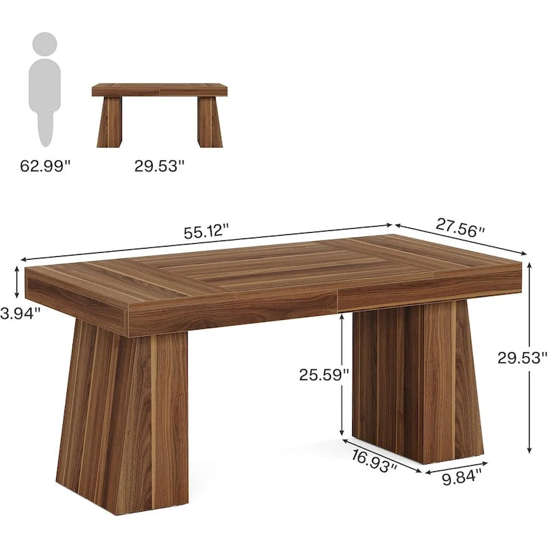 55-inch bureau met dubbele trapezoïde onderstellen